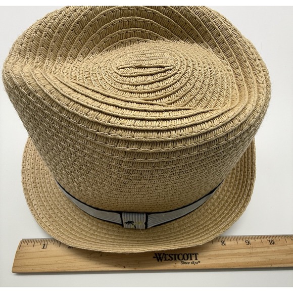 Mayoral Other - Lot Of 2 Mayoral beige fedora straw Hat Fits size 3-4-5 Blue Stripe Palm Trees